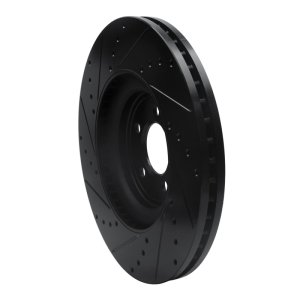 Jaguar F-Type Brake Rotor (1) - Front Right - R1 Concepts - Drilled & Slotted - Black - `06-`21